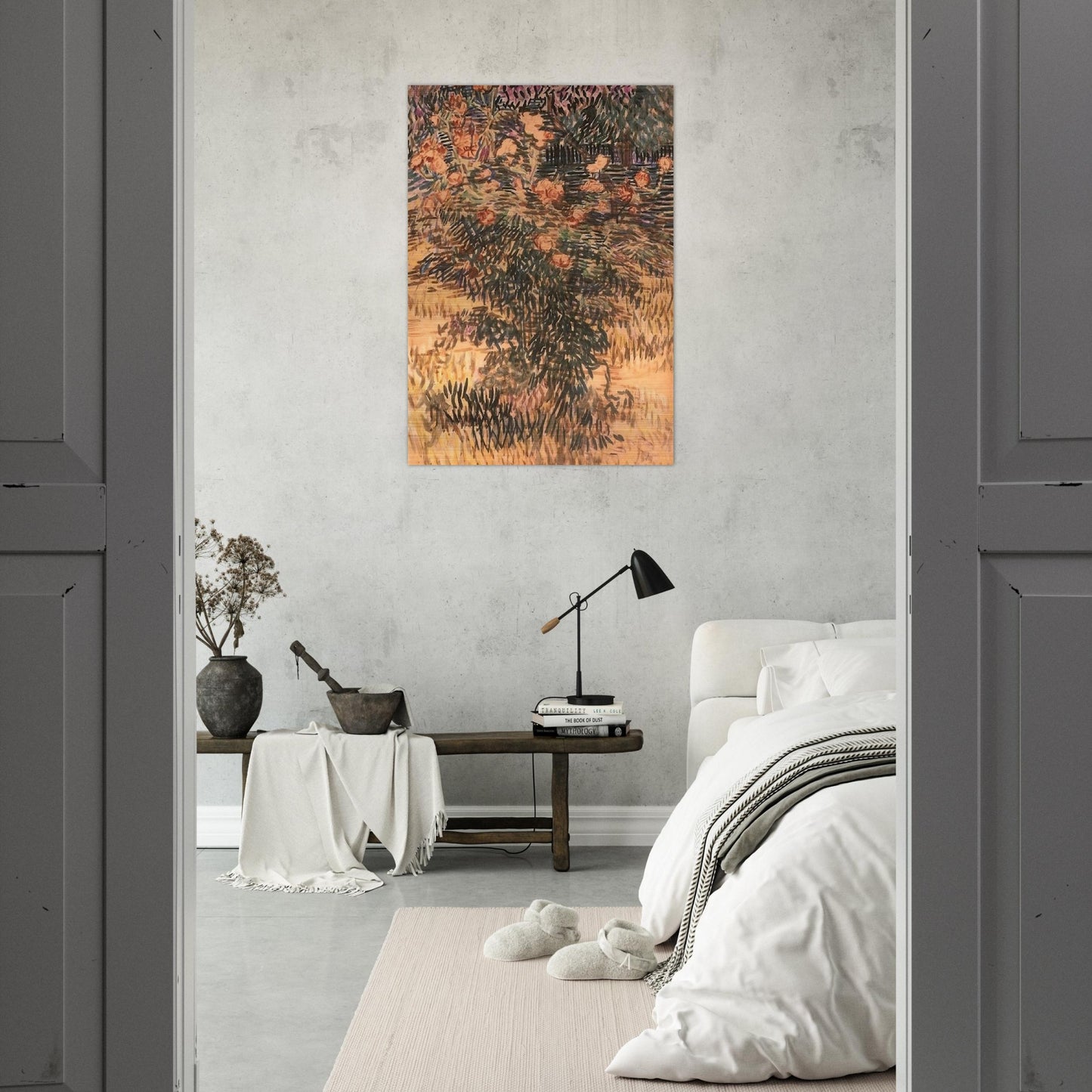 Oleanders, the Hospital Garden at Saint-Remy - Vincent van Gogh Brushed Aluminum Print - 70x100 cm / 28x40 inches | Vincent van Gogh Aluminum Print | Vincent van Gogh Prints