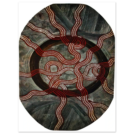 Clifford Possum Tjapaltjarri - Untitled Snake Dreaming - 1972  75x100 cm / 30x40inches Fine Art Poster