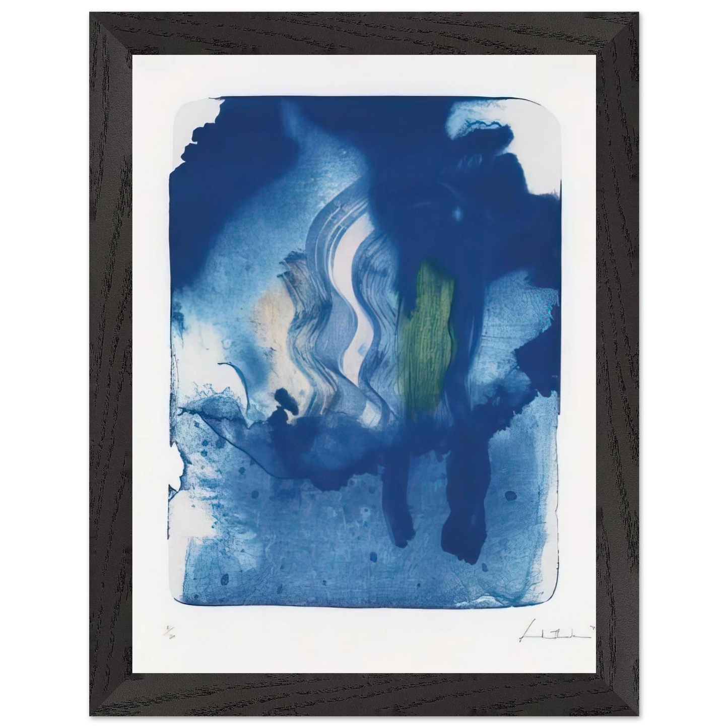 Helen Frankenthaler - Reflections V - 1995 Wall art - 60x80 cm / 24x32 inches - Premium Wooden Framed Poster With Fine Art Paper-canvas - Wood frame