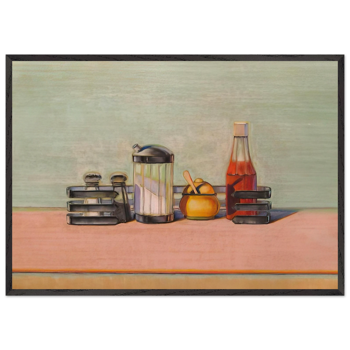 Caged Condiments - 2000 - Wayne Thiebaud 70x100 cm / 28x40 inches Framed Art Print – Black Wooden Frame