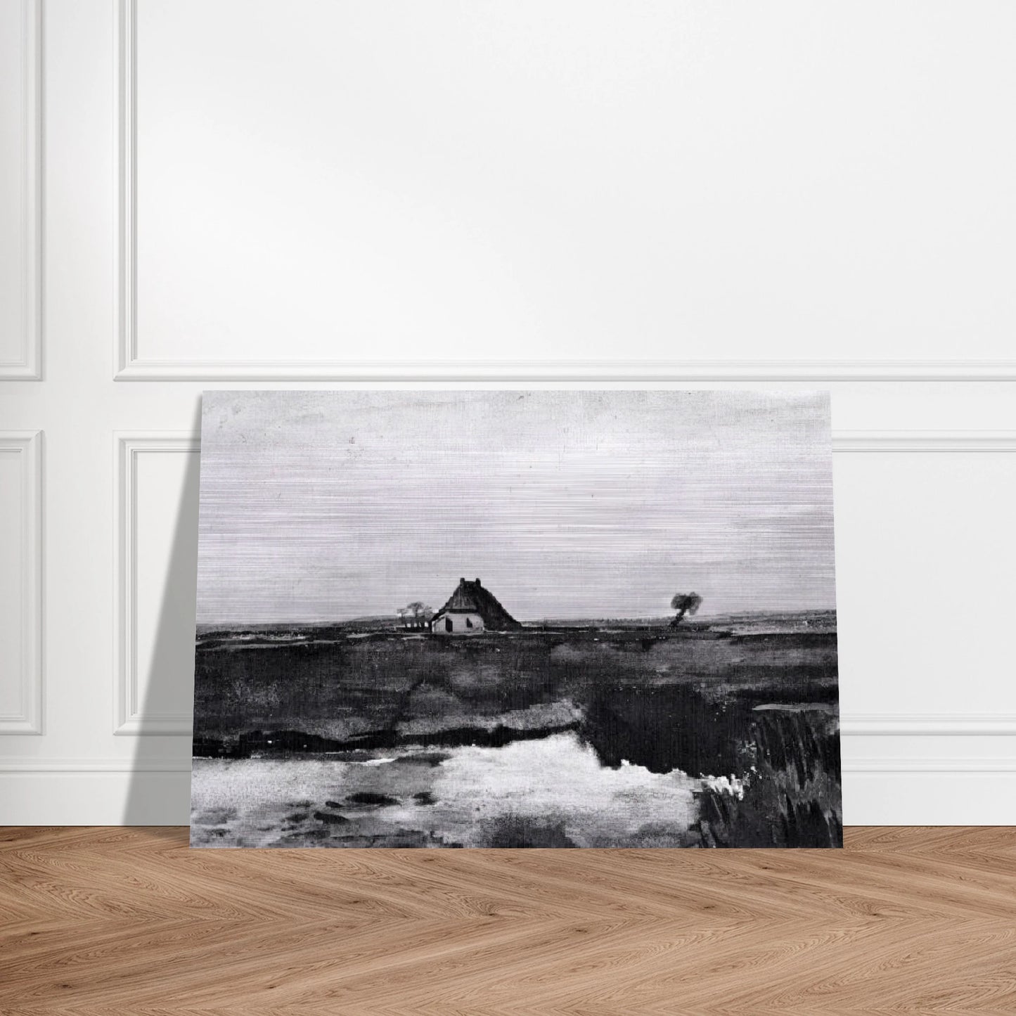 Landscape with a Farm - Vincent van Gogh Brushed Aluminum Print - 70x100 cm / 28x40 inches | Vincent van Gogh Aluminum Print | Vincent van Gogh Prints