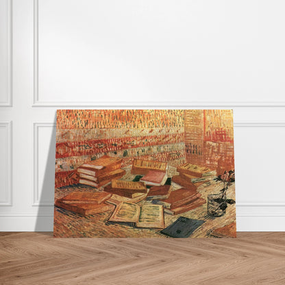 Still Life - French Novels and Rose - Vincent van Gogh Brushed Aluminum Print - 70x100 cm / 28x40 inches | Vincent van Gogh Aluminum Print | Vincent van Gogh Prints