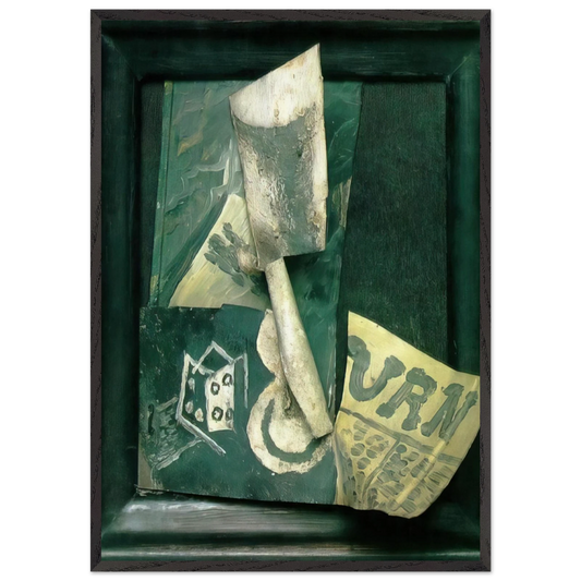 Glass and newspaper - Pablo Picasso 70x100 cm / 28x40 inches Framed Art Print – Black Wooden Frame