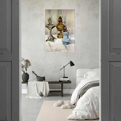 THREE LAMPS 1911 - Juan Gris Brushed Aluminum Print - 70x100 cm / 28x40 inches | Juan Gris Aluminum Print | Juan Gris Prints