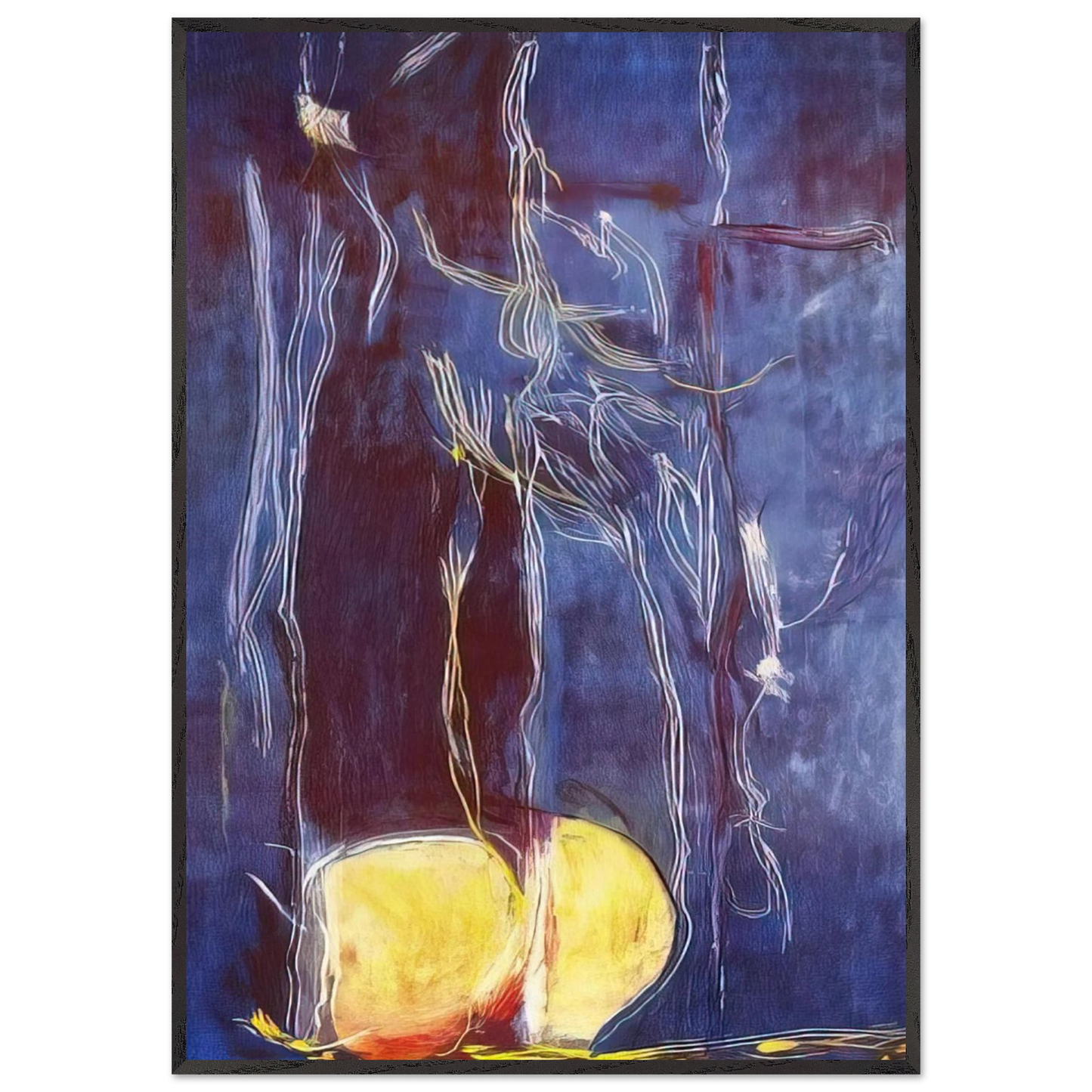 Helen Frankenthaler - All About Blue - 1994 Wall art - 27x35 cm / 11x14 inches - Premium Wooden Framed Poster With Fine Art Paper-canvas - Black frame