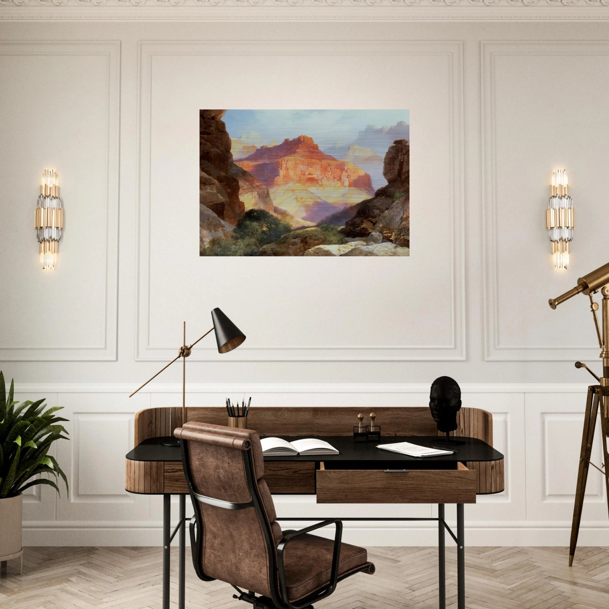 Under the Red Wall - Thomas Moran Brushed Aluminum Print - 70x100 cm / 28x40 inches | Thomas Moran Aluminum Print | Thomas Moran Prints