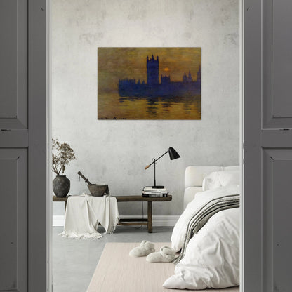 Houses of Parliament, Sunset 02 - claude monet Brushed Aluminum Print - 70x100 cm / 28x40 inches | claude monet Aluminum Print | claude monet Prints