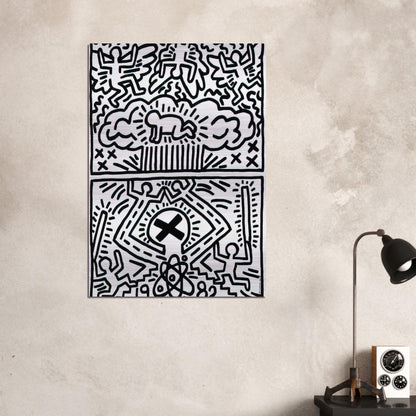 ANTI NUCLEAR RALLY 1982 - Keith Haring Brushed Aluminum Print - 70x100 cm / 28x40 inches | Keith Haring Aluminum Print | Keith Haring Prints