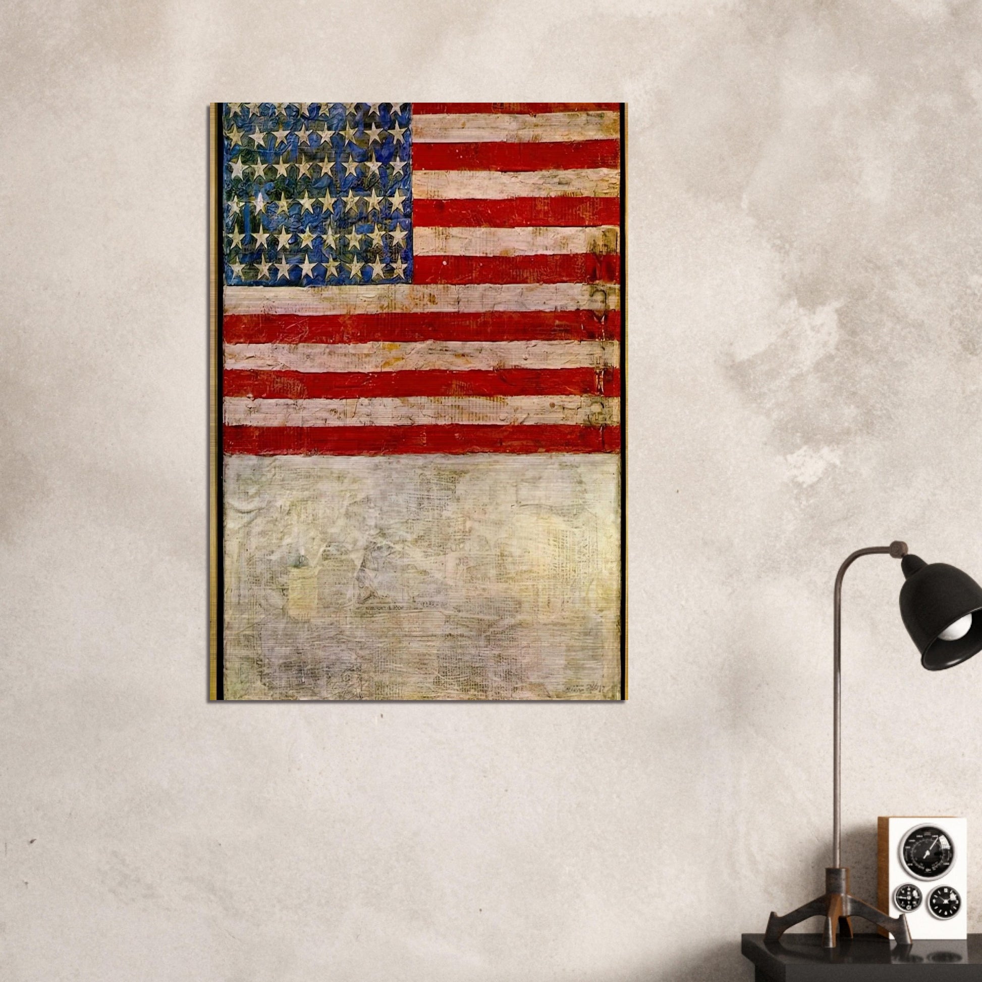 FLAG ABOVE WHITE - Jasper Johns Brushed Aluminum Print - 70x100 cm / 28x40 inches | Jasper Johns Aluminum Print | Jasper Johns Prints