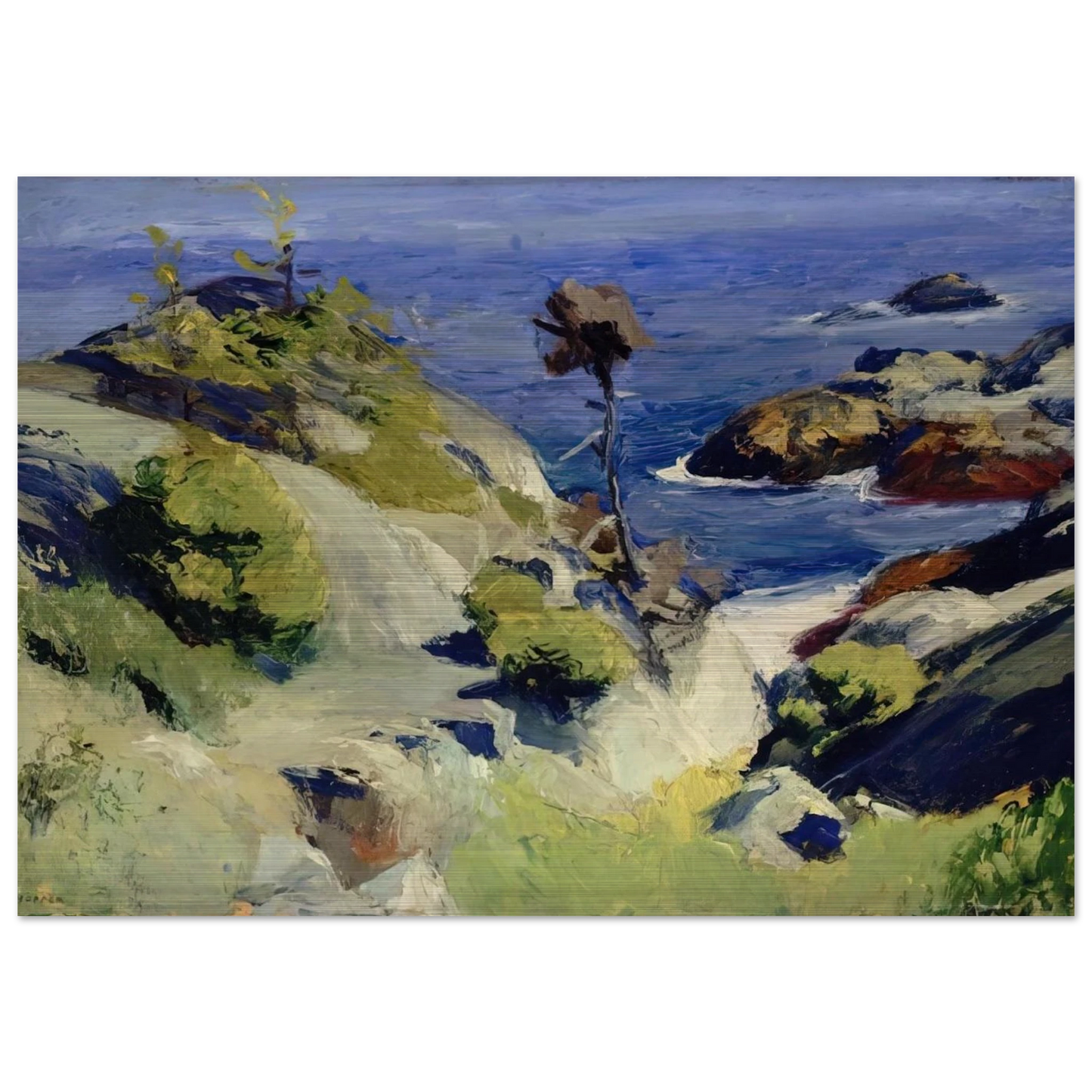 Monhegan Landscape - Edward Hopper Brushed Aluminum Print - 70x100 cm / 28x40 inches | Edward Hopper Aluminum Print | Edward Hopper Prints