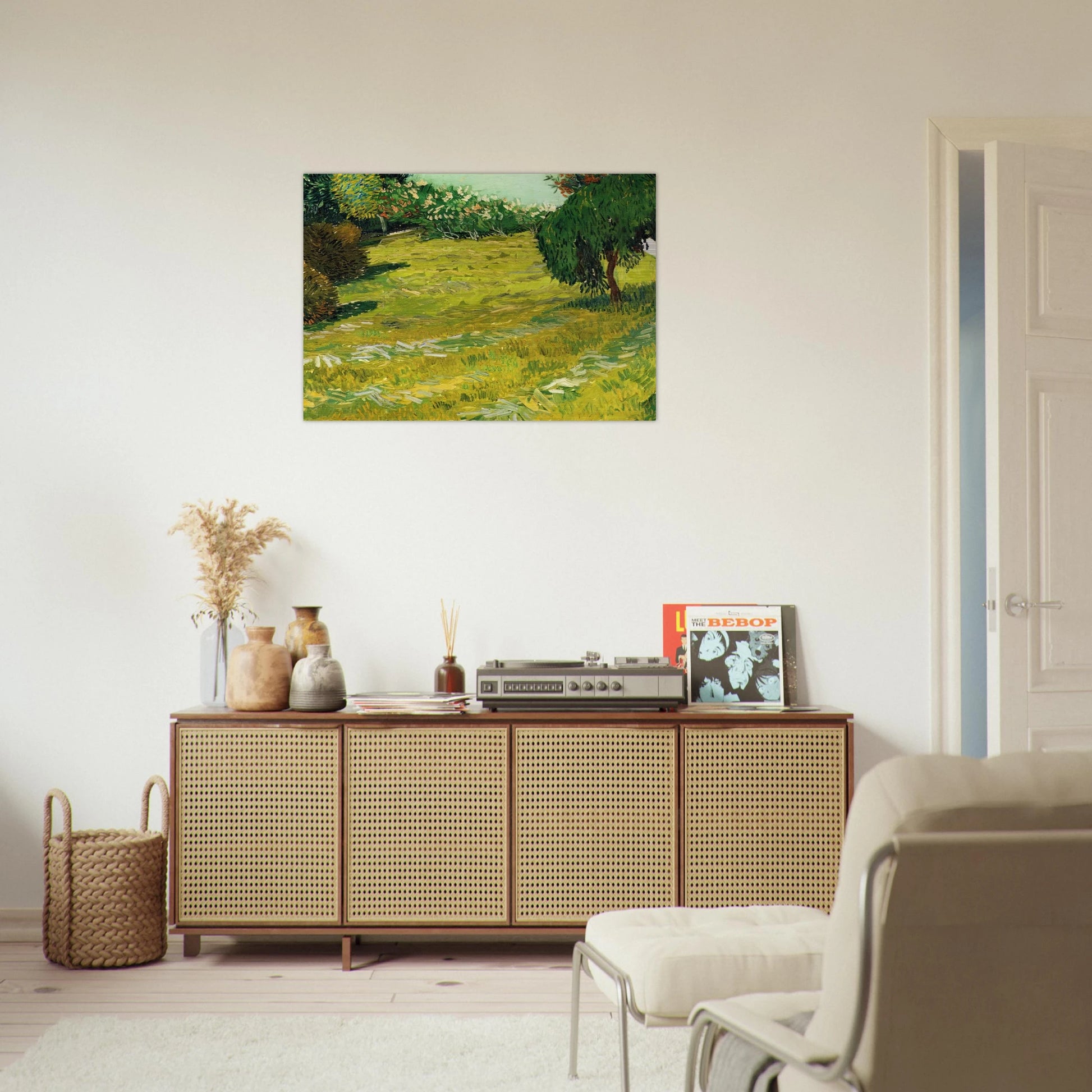 Garden with Weeping Willow - Vincent van Gogh Brushed Aluminum Print - 70x100 cm / 28x40 inches | Vincent van Gogh Aluminum Print | Vincent van Gogh Prints