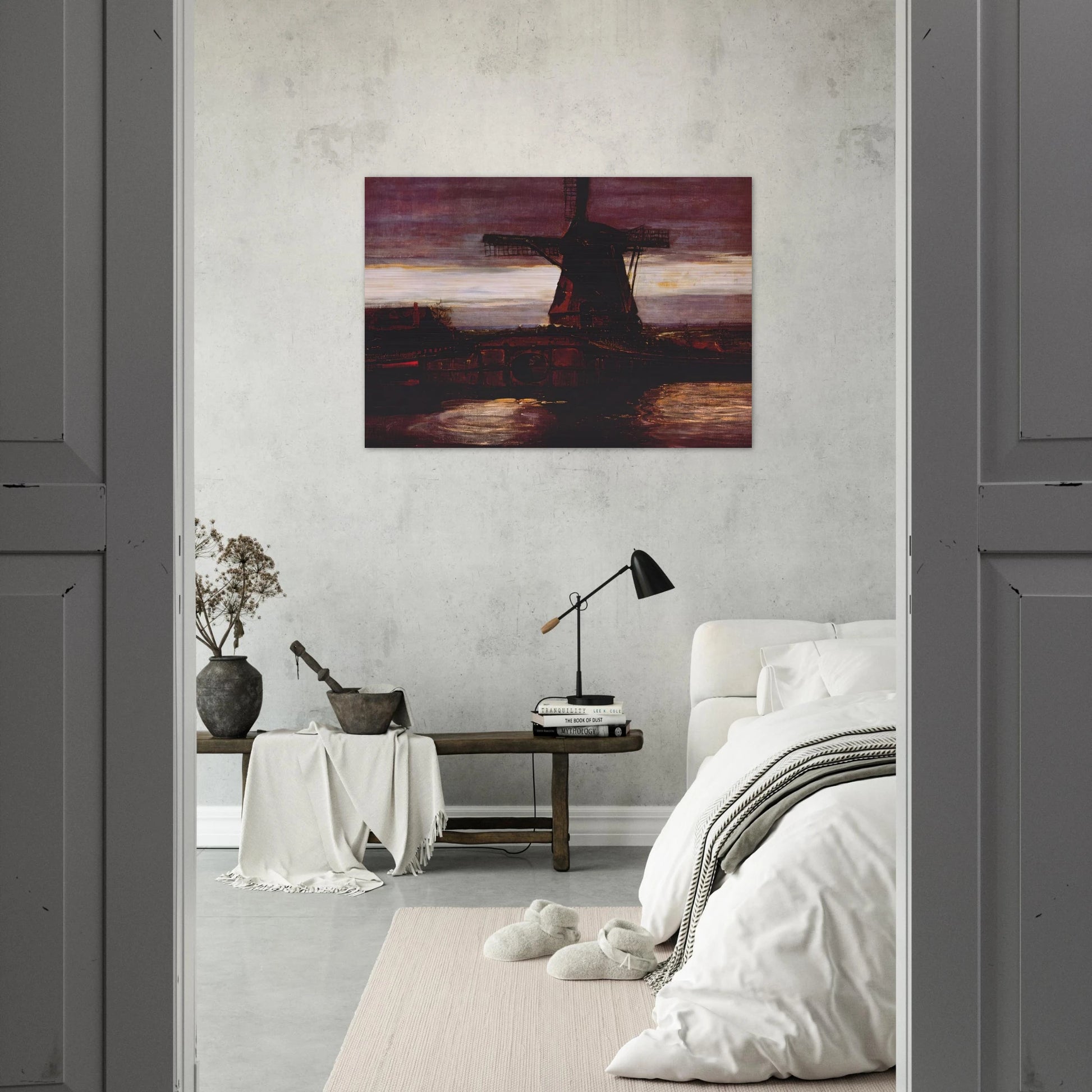 Stammer Mill with Streaked Sky - Piet Mondrian Brushed Aluminum Print - 70x100 cm / 28x40 inches | Piet Mondrian Aluminum Print | Piet Mondrian Prints