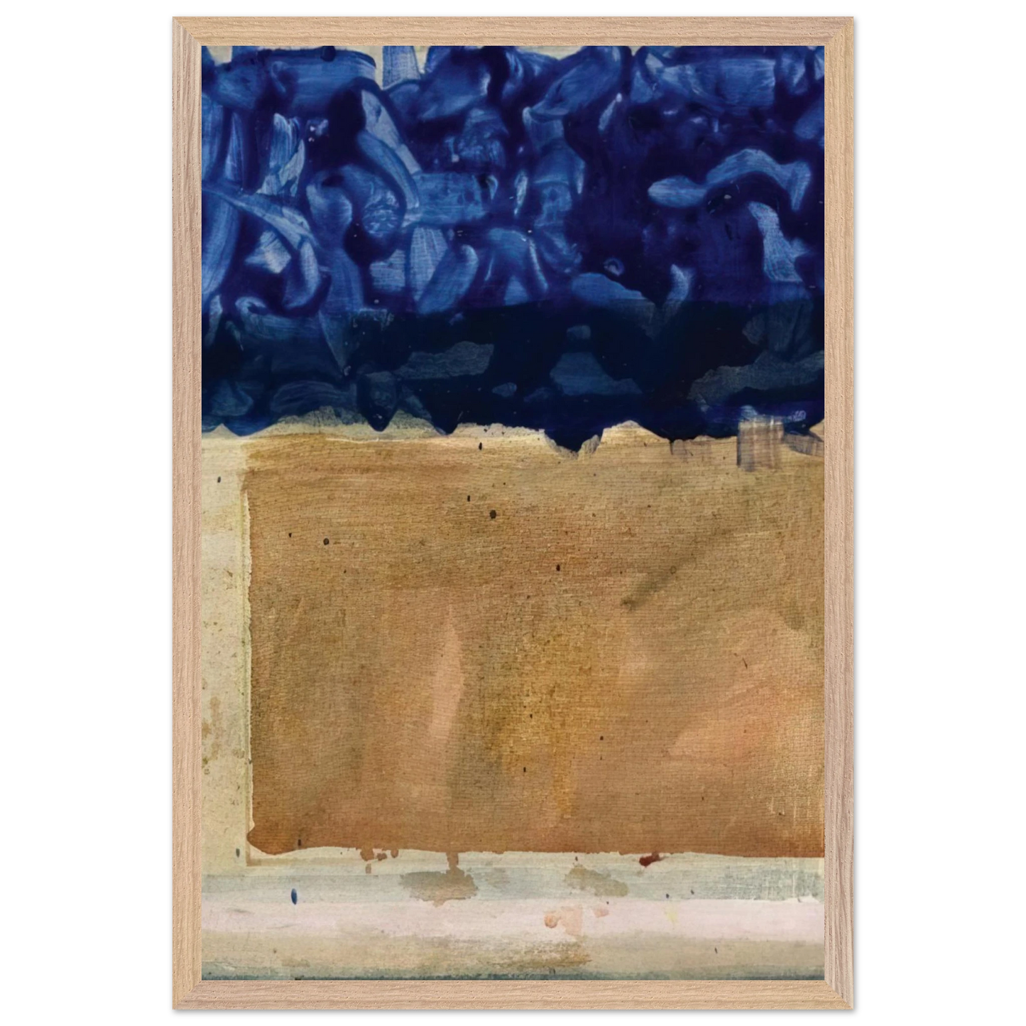 Helen Frankenthaler - Shoreline - 1952 Wall art - 28x43  cm / XL (11x17 inches) - Premium Wooden Framed Poster With Fine Art Paper-canvas - Wood frame