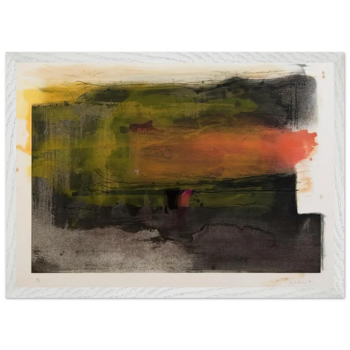Helen Frankenthaler - Deep Sun - 1983 Wall art - 70x100 cm / 28x40 Inches - Premium Wooden Framed Poster With Fine Art Paper - White frame
