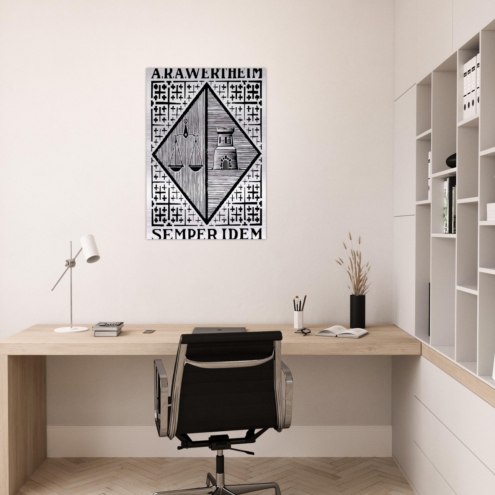 BOOKPLATE A R A WERTHEIM - MC Escher Brushed Aluminum Print - 70x100 cm / 28x40 inches | MC Escher Aluminum Print | MC Escher Prints