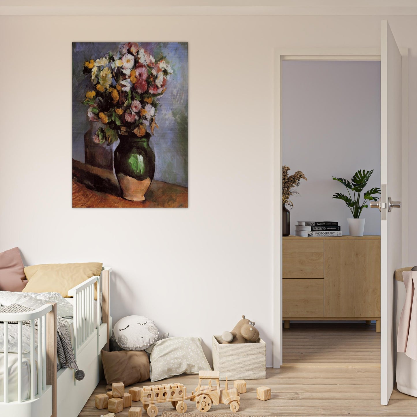 Flowers in an Olive Jar - Paul Cézanne Brushed Aluminum Print - 70x100 cm / 28x40 inches | Paul Cézanne Aluminum Print | Paul Cézanne Prints