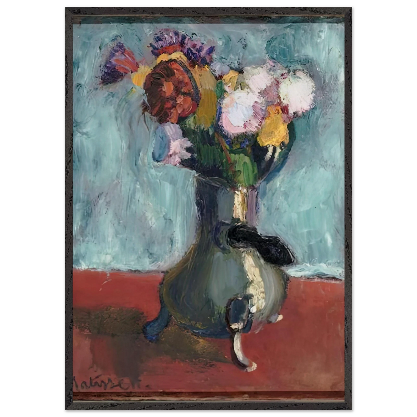 BOUQUET OF FLOWERS IN CHOCOLATE 1902 - Henri Matisse 70x100 cm / 28x40 inches Framed Art Print – Black Wooden Frame