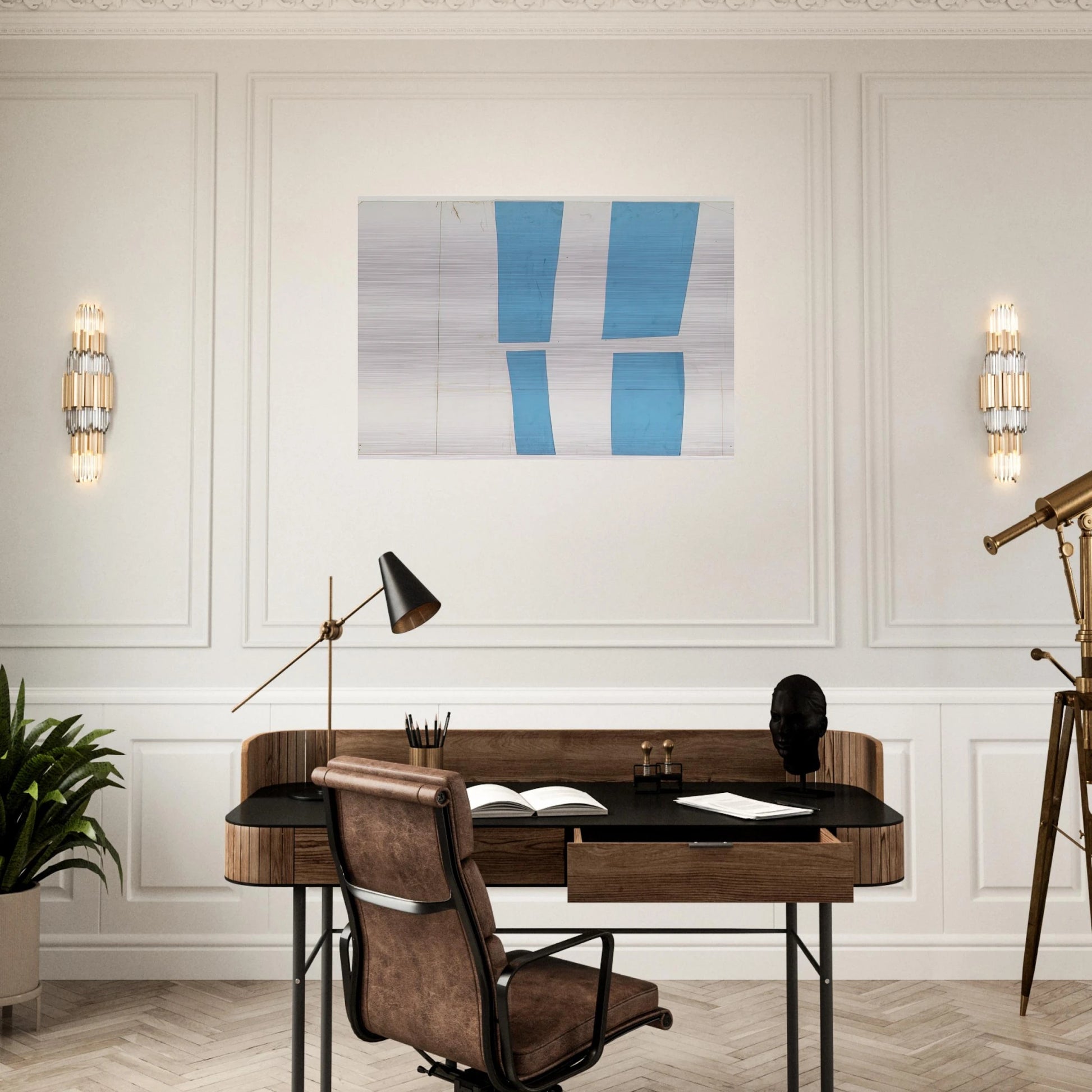 Blue and White - Ellsworth Kelly Brushed Aluminum Print - 70x100 cm / 28x40 inches | Ellsworth Kelly Aluminum Print | Ellsworth Kelly Prints
