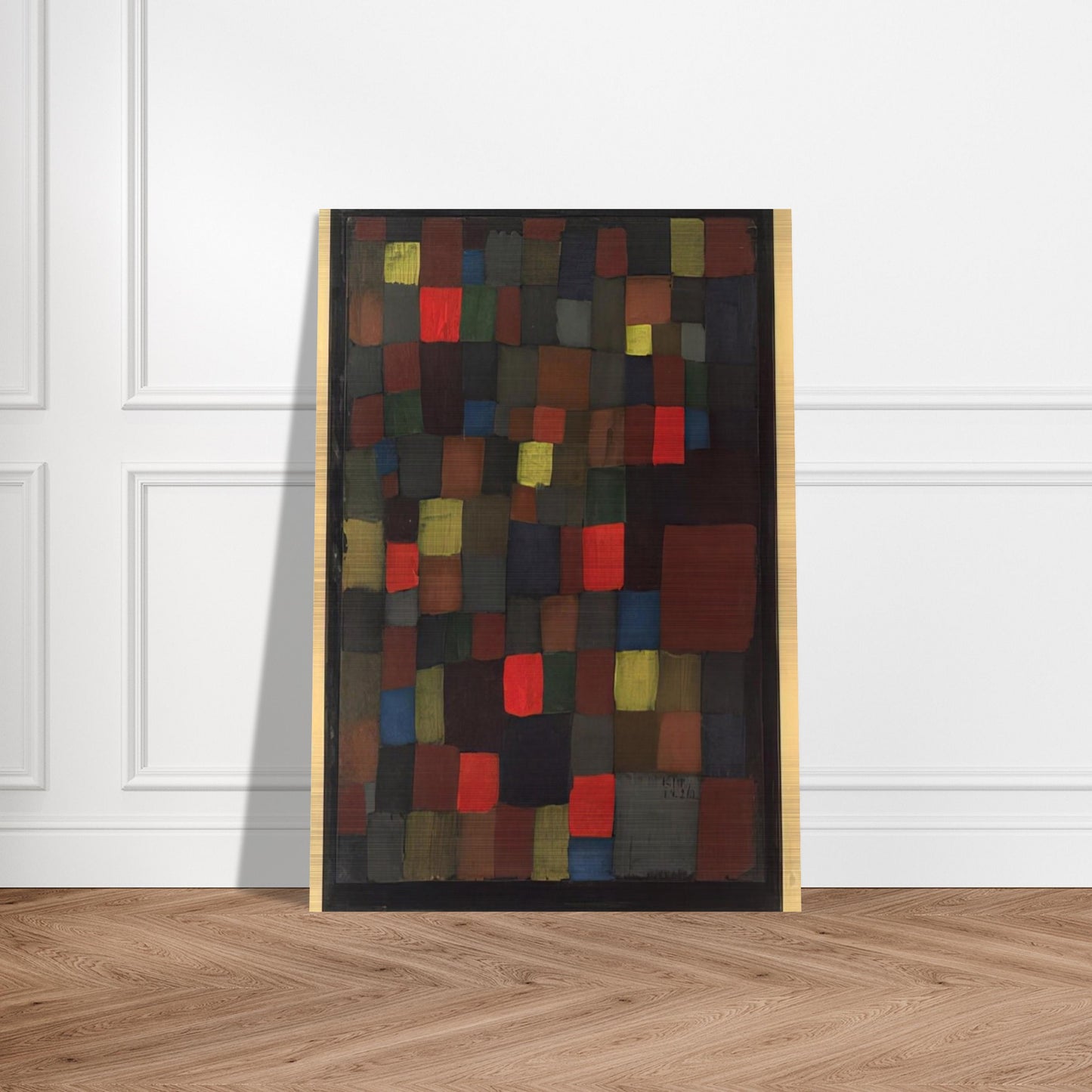 ABSTRACT COLOUR HARMONY IN SQUARES WITH VERMILLION ACCENTS 1924 - Paul Klee Brushed Aluminum Print - 70x100 cm / 28x40 inches | Paul Klee Aluminum Print | Paul Klee Prints