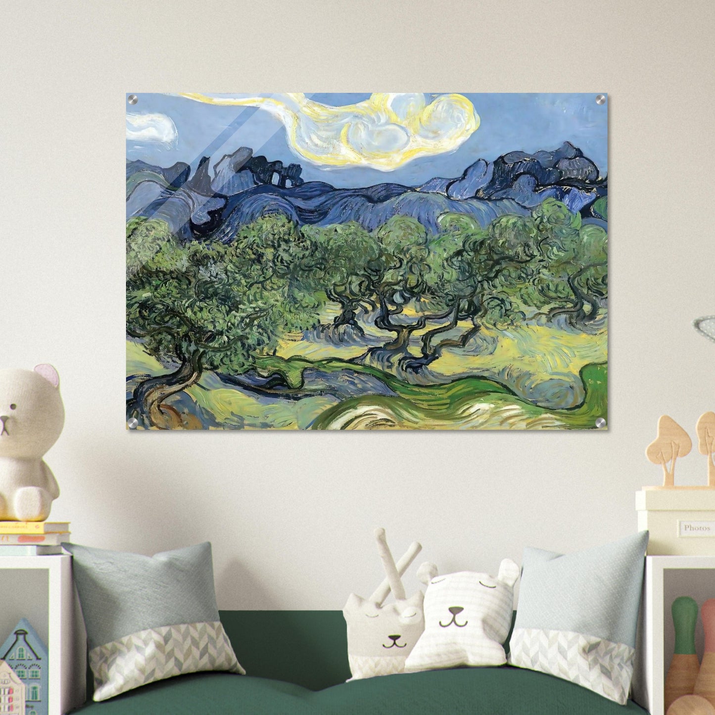 The Alpilles with Olive Trees in the Foreground - Vincent van Gogh Acrylic Print - 70x100 cm / 28x40″ inches | Vincent van Gogh Wall Art | Vincent van Gogh Prints