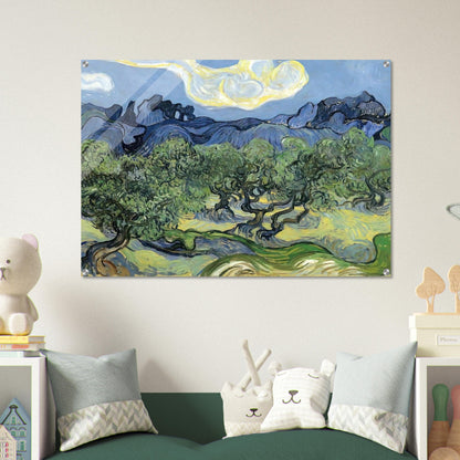 The Alpilles with Olive Trees in the Foreground - Vincent van Gogh Acrylic Print - 70x100 cm / 28x40″ inches | Vincent van Gogh Wall Art | Vincent van Gogh Prints