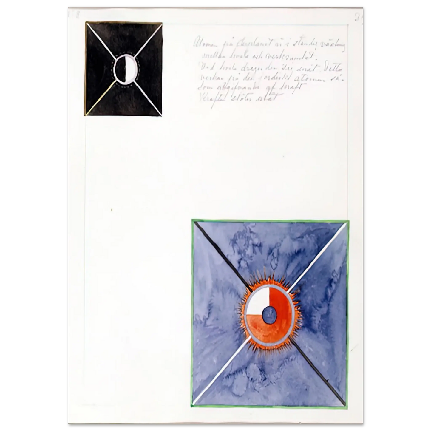 Hilma af Klint - ATOM SERIES NO 8 ATOM ON THE ETHER PLANE IS IN CONSTANT CHANGE BETWEEN REST AND ACTIVITY AT THE 1917 Wall art - A3 (29.7 x 42  cm) - Premium Wooden Framed Poster With Fine Art Paper - Black frame