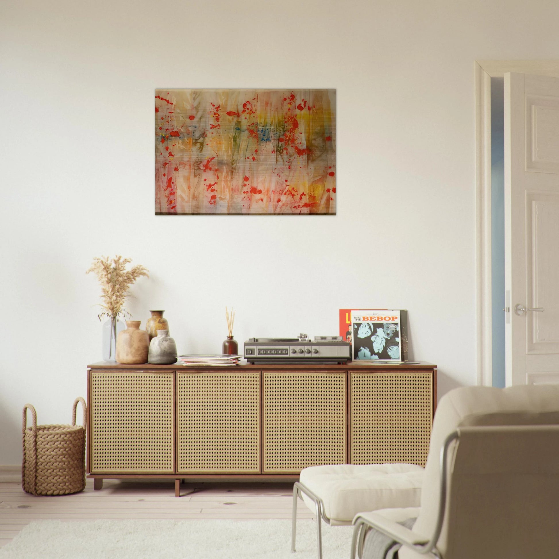 Red April - Sam Gilliam Brushed Aluminum Print - 70x100 cm / 28x40 inches | Sam Gilliam Aluminum Print | Sam Gilliam Prints