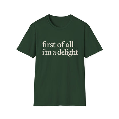 „Zuallererst bin ich eine Freude“-Shirt, lustiges T-Shirt mit Spruch für Frauen, freches T-Shirt mit witzigem Grafikdruck, Geschenkidee für die beste Freundin