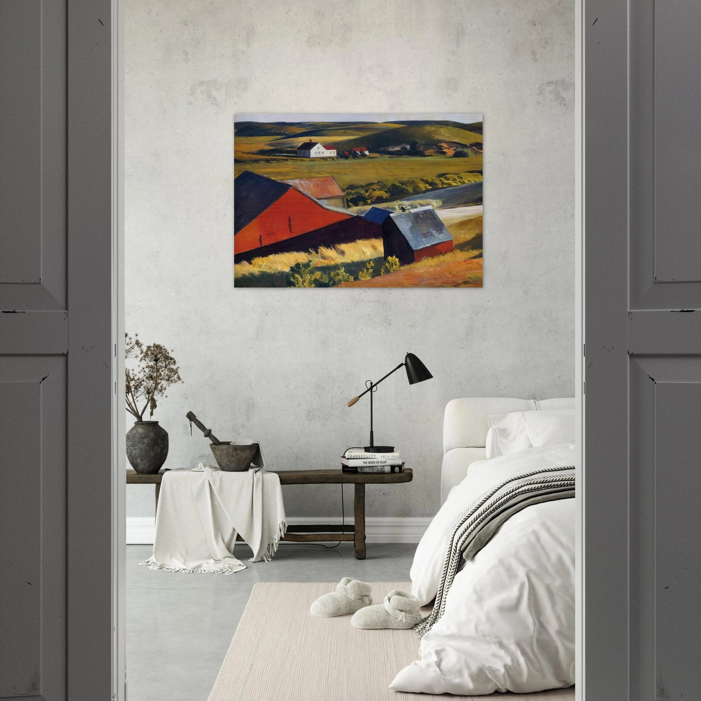 Cobbs Barns and Distant Houses - Edward Hopper Brushed Aluminum Print - 70x100 cm / 28x40 inches | Edward Hopper Aluminum Print | Edward Hopper Prints