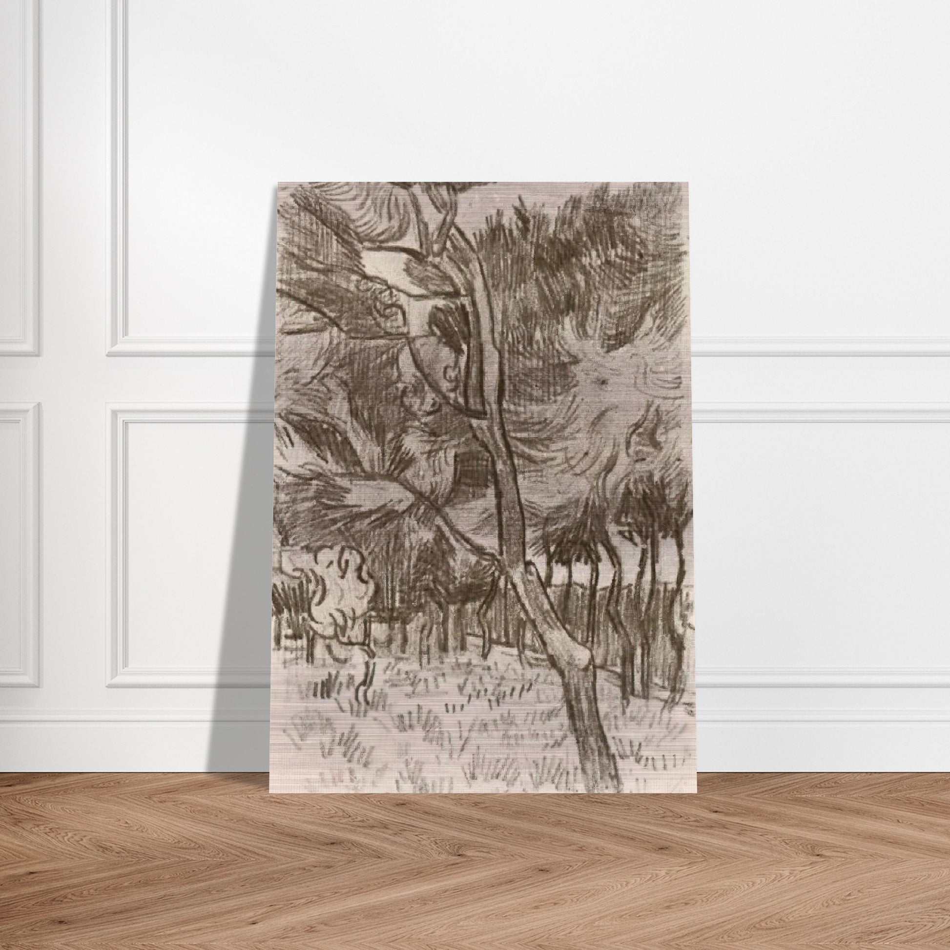 Pine Trees in the Garden of the Asylum - Vincent van Gogh Brushed Aluminum Print - 70x100 cm / 28x40 inches | Vincent van Gogh Aluminum Print | Vincent van Gogh Prints