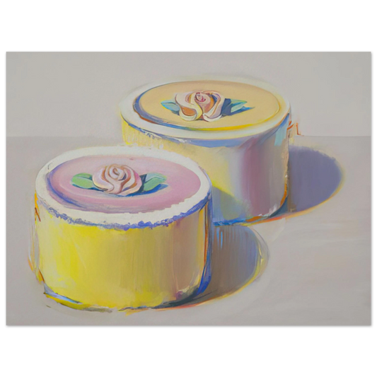 Wayne Thiebaud - Rosebud Cakes - 1995 Wall Art - 21x29.7 cm / 8x12" - Fine Art Poster - -