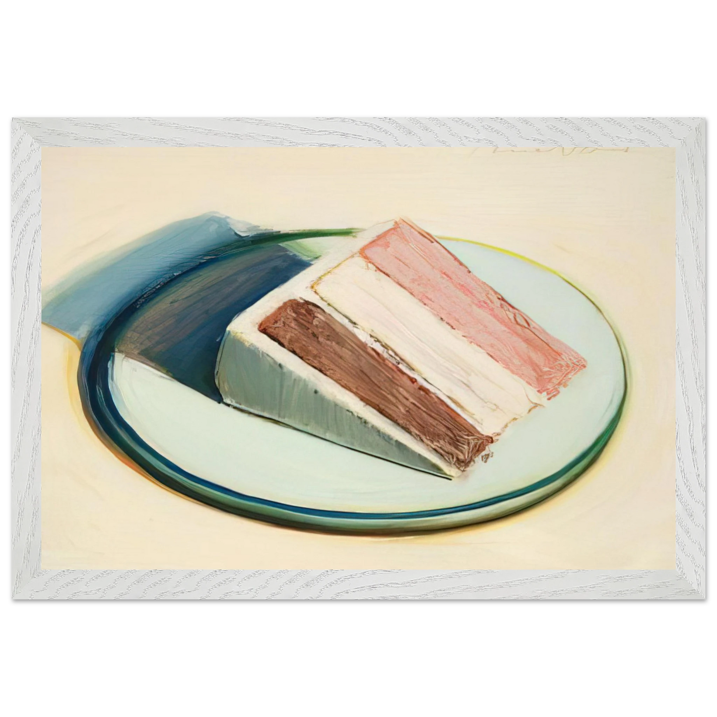 Wayne Thiebaud - Cake Slice - 1979 Wall Art - 21x29.7 cm / 8x12" - Premium Wooden Framed Poster With Fine Art Paper - Wood frame