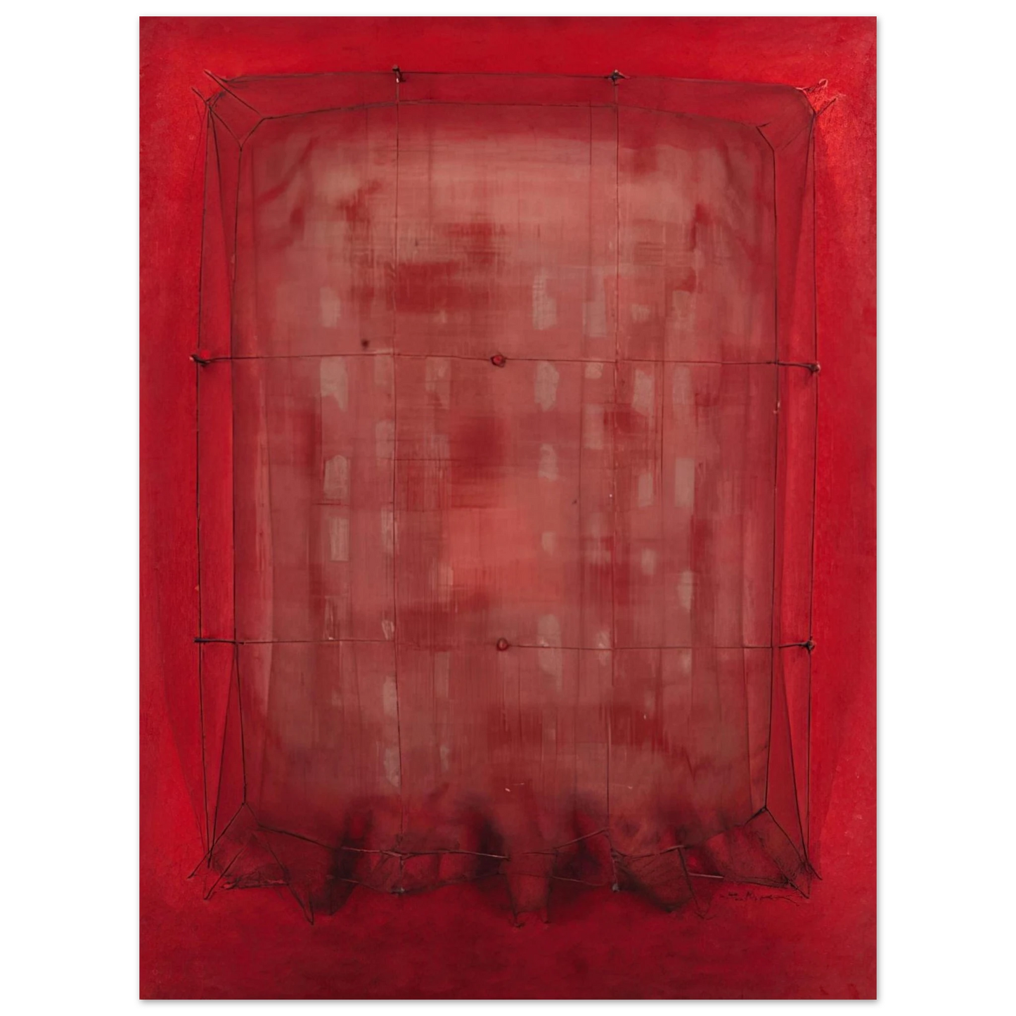 Manuel Rivera - Espejo vestido de rojo - Art Informel  75x100 cm / 30x40inches Fine Art Poster