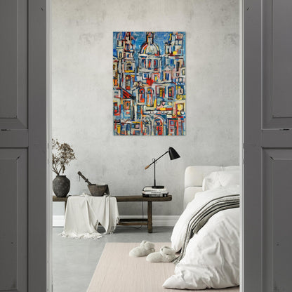 LANDSCAPE OF HAVANA 1961 - Rene Portocarrero Brushed Aluminum Print - 70x100 cm / 28x40 inches | Rene Portocarrero Aluminum Print | Rene Portocarrero Prints