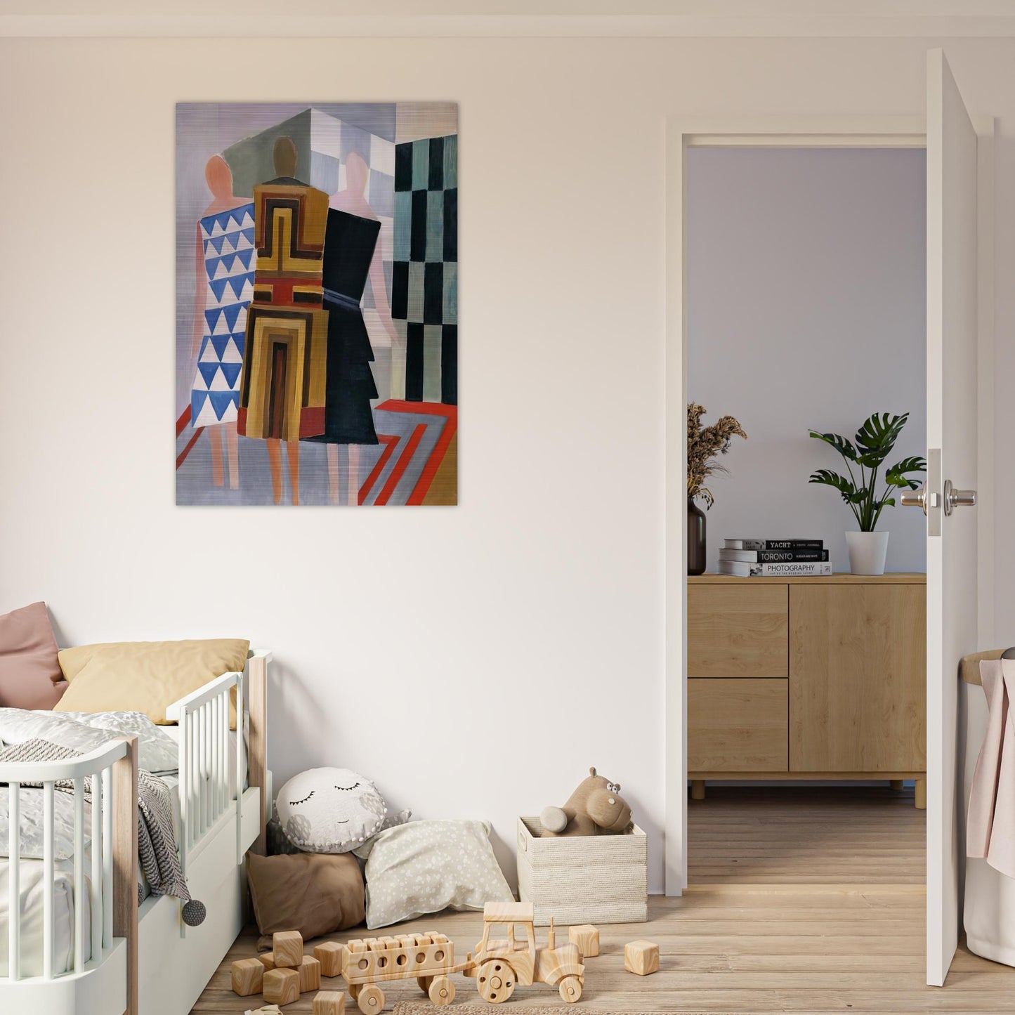 SIMULTANEOUS DRESSES THREE WOMEN FORMS COLOURS 1925 - Sonia Delaunay Brushed Aluminum Print - 70x100 cm / 28x40 inches | Sonia Delaunay Aluminum Print | Sonia Delaunay Prints