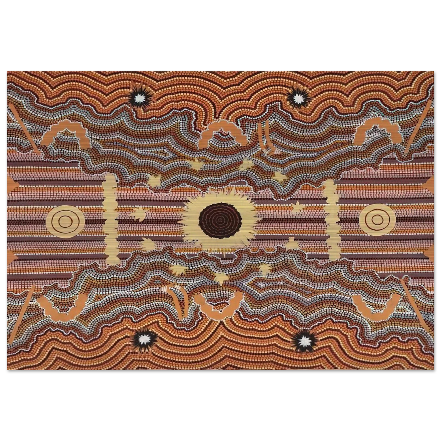 Untitled - 1990 - Clifford Possum Tjapaltjarri Brushed Aluminum Print - 70x100 cm / 28x40 inches | Clifford Possum Tjapaltjarri Aluminum Print | Clifford Possum Tjapaltjarri Prints