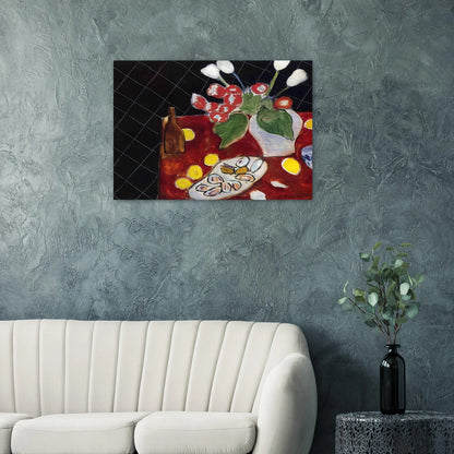 TULIPS AND OYSTERS ON A BLACK BACKGROUND 1943 - Henri Matisse Brushed Aluminum Print - 70x100 cm / 28x40 inches | Henri Matisse Aluminum Print | Henri Matisse Prints