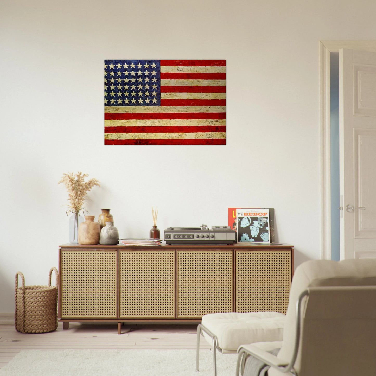 FLAG - Jasper Johns Brushed Aluminum Print - 70x100 cm / 28x40 inches | Jasper Johns Aluminum Print | Jasper Johns Prints