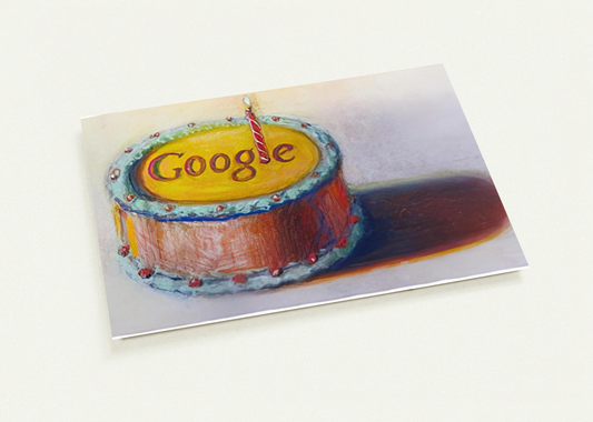 Google - 12th Birthday Cake Doodle - 2010 By Wayne Thiebaud Pack of 10 Post Cards | Wayne Thiebaud Post Cards | A6 (10.5 x 14.8 cm) - 4.1 x 5.8 inches