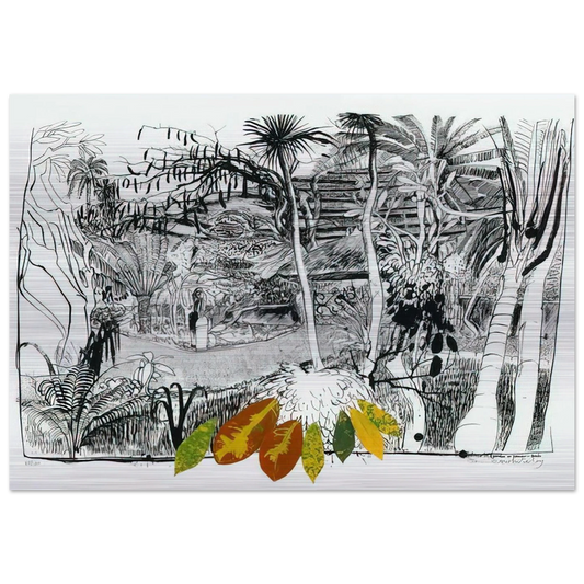 The Garden in Sanur - Bali - 1980 - Brett Whiteley Brushed Aluminum Print - 70x100 cm / 28x40 inches | Brett Whiteley Aluminum Print | Brett Whiteley Prints