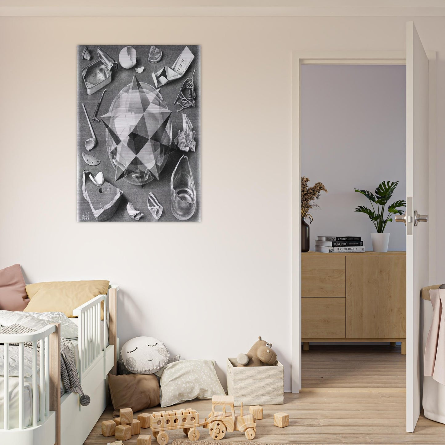 CONTRAST ORDER AND CHAOS - MC Escher Brushed Aluminum Print - 70x100 cm / 28x40 inches | MC Escher Aluminum Print | MC Escher Prints
