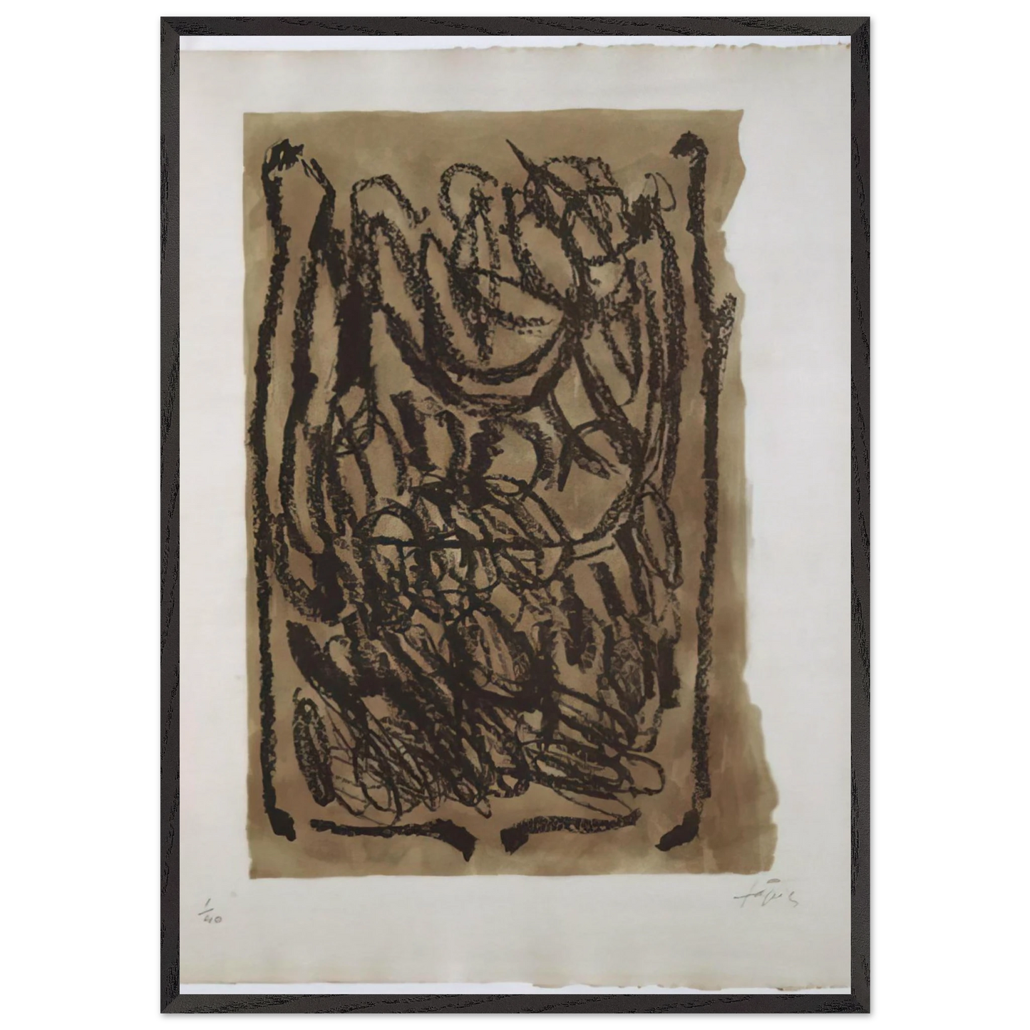 EL PA A LA BARCA 1963 - Antoni Tapies 70x100 cm / 28x40 inches Framed Art Print – Black Wooden Frame
