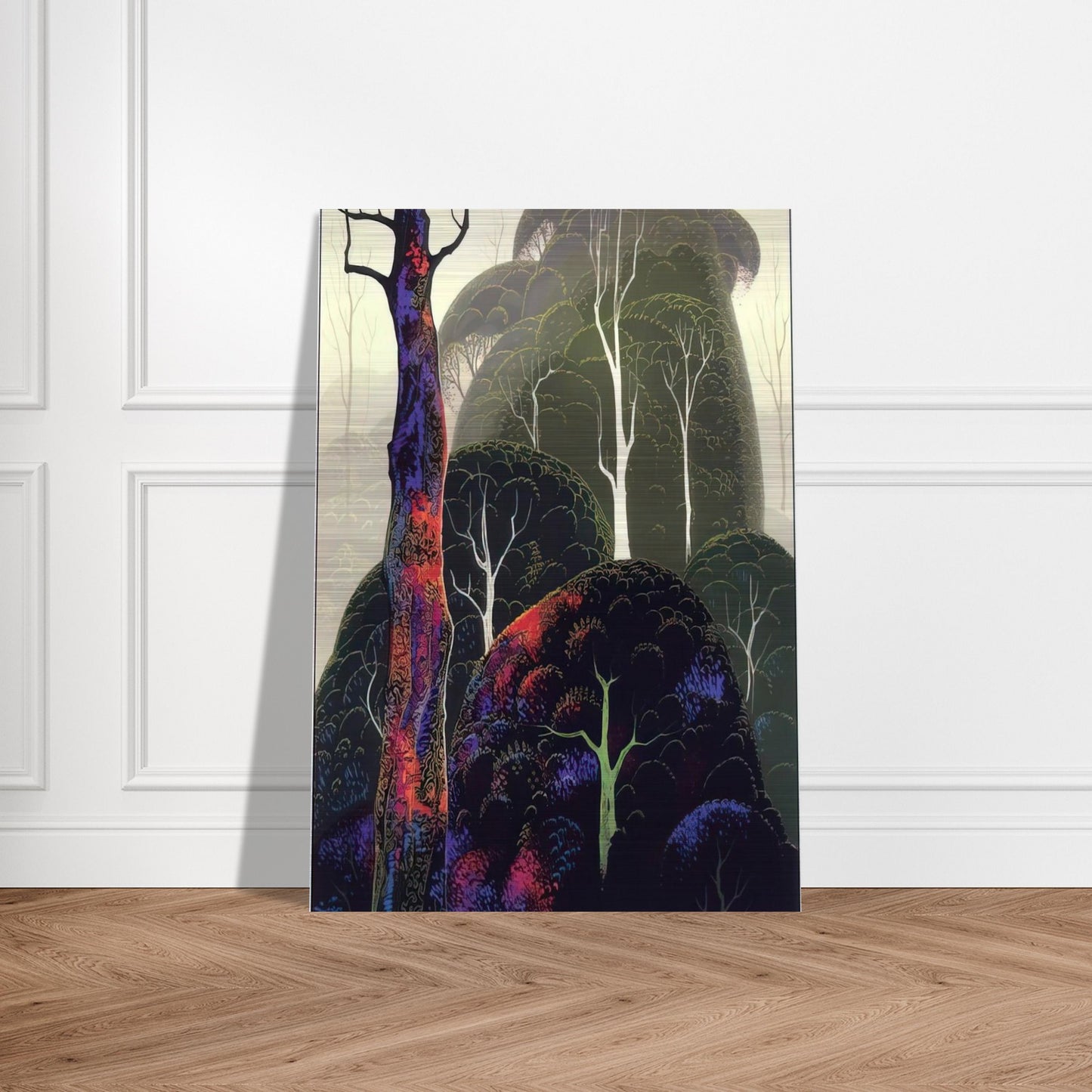 Early Autumn - Eyvind Earle Brushed Aluminum Print - 70x100 cm / 28x40 inches | Eyvind Earle Aluminum Print | Eyvind Earle Prints