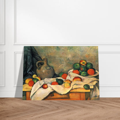 Curtain, Jug and Fruit - Paul Cézanne Brushed Aluminum Print - 70x100 cm / 28x40 inches | Paul Cézanne Aluminum Print | Paul Cézanne Prints