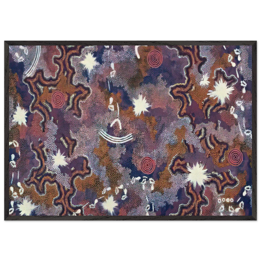 Ngarlu - 1994 - Clifford Possum Tjapaltjarri 70x100 cm / 28x40 inches Framed Art Print – Black Wooden Frame