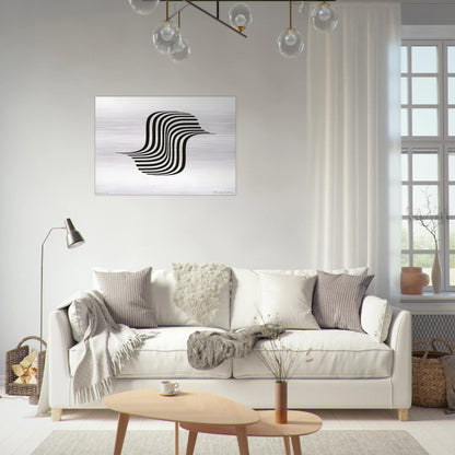 UNTITLED WINGED CURVE 1966 - Bridget Riley Brushed Aluminum Print - 70x100 cm / 28x40 inches | Bridget Riley Aluminum Print | Bridget Riley Prints