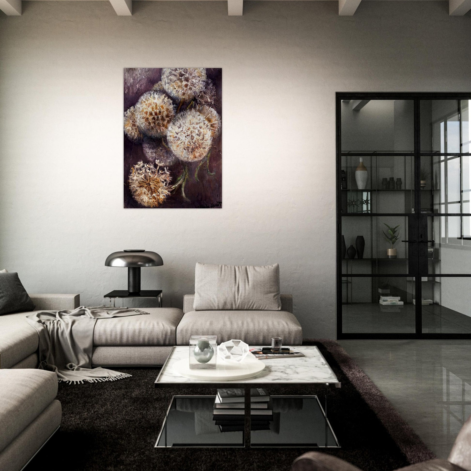 Dandelions - claude monet Brushed Aluminum Print - 70x100 cm / 28x40 inches | claude monet Aluminum Print | claude monet Prints