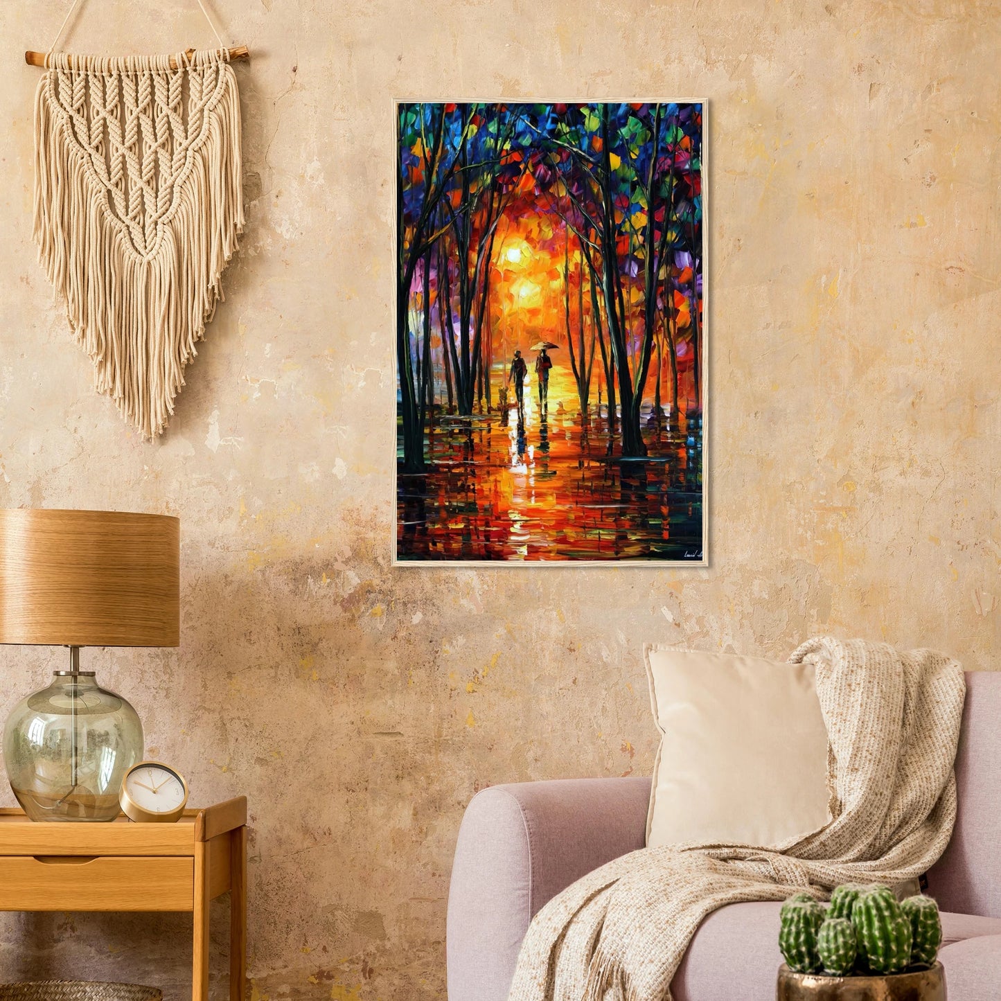 Leonid Afremov Wooden Framed Print - 8x12 inches / 21x29.7 cm - White frame-canvas