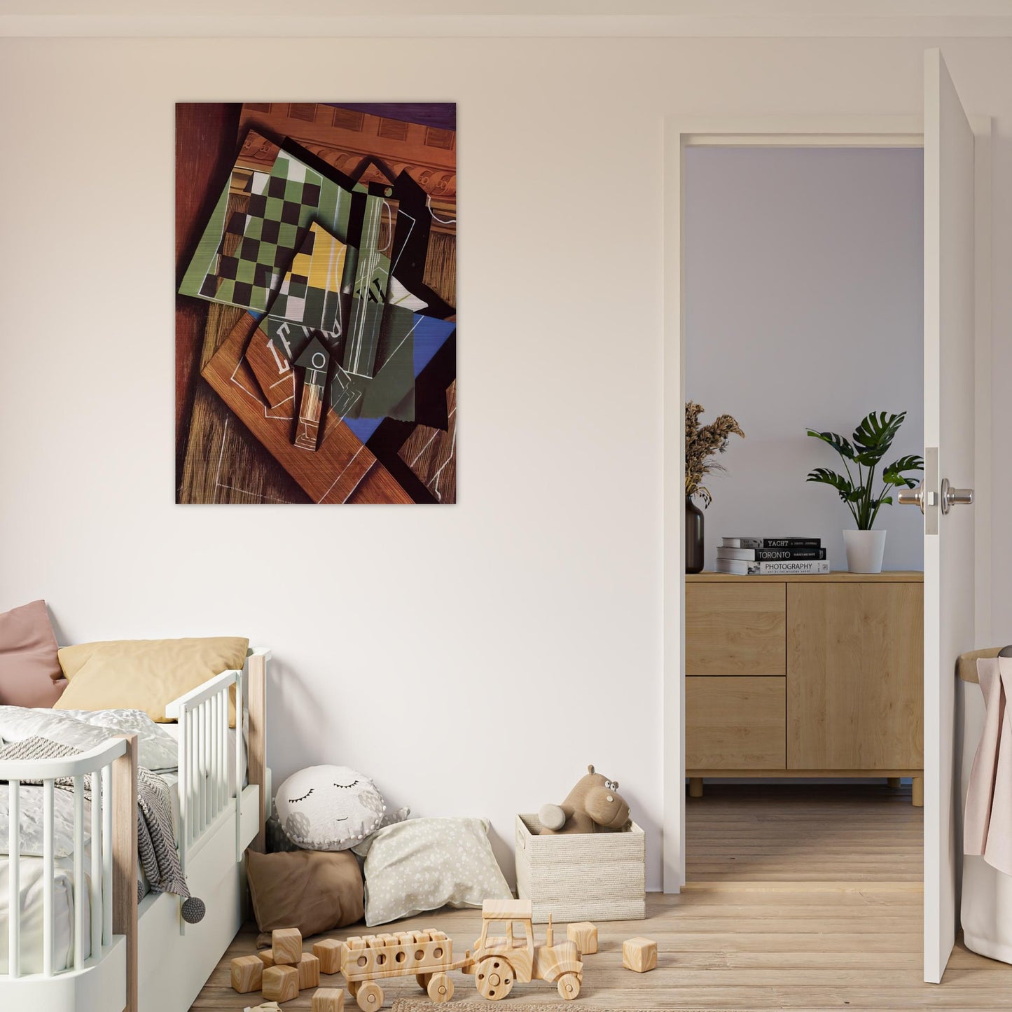 THE CHECKERBOARD 1915 - Juan Gris Brushed Aluminum Print - 70x100 cm / 28x40 inches | Juan Gris Aluminum Print | Juan Gris Prints