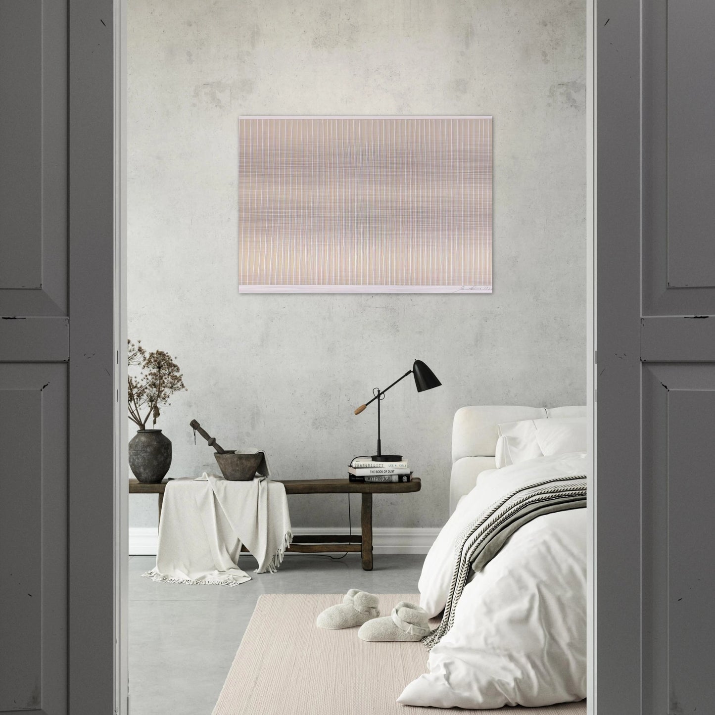 Untitled Pink, Yellow and White - 1980 - Gene Davis Brushed Aluminum Print - 70x100 cm / 28x40 inches | Gene Davis Aluminum Print | Gene Davis Prints